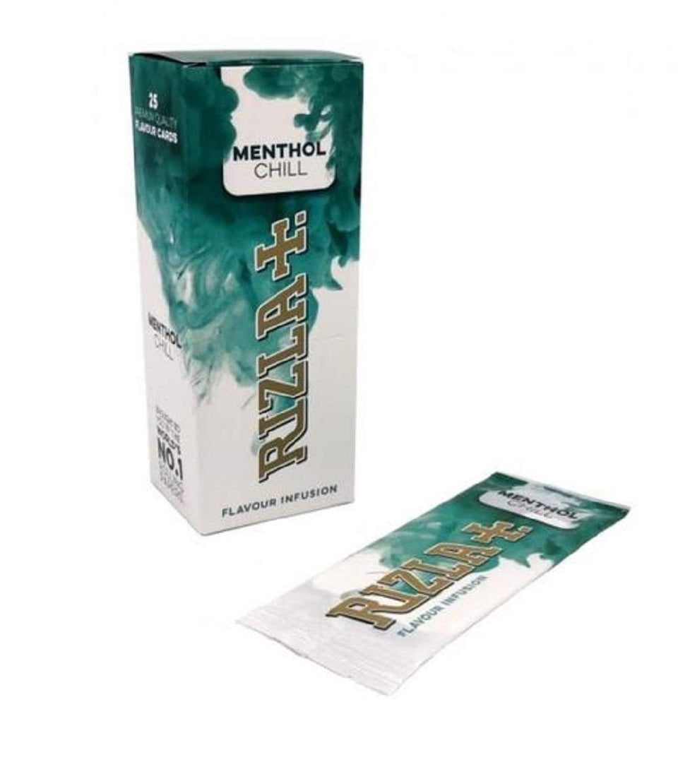 Rizla Flavour Infusions Menthol Chill cards in a box for home or office use.