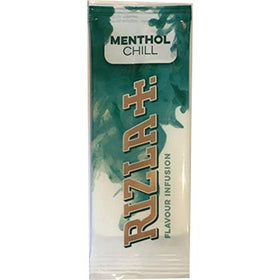 Rizla Infusions Menthol Chill cards on desk, contributing a cool aroma to worktime.