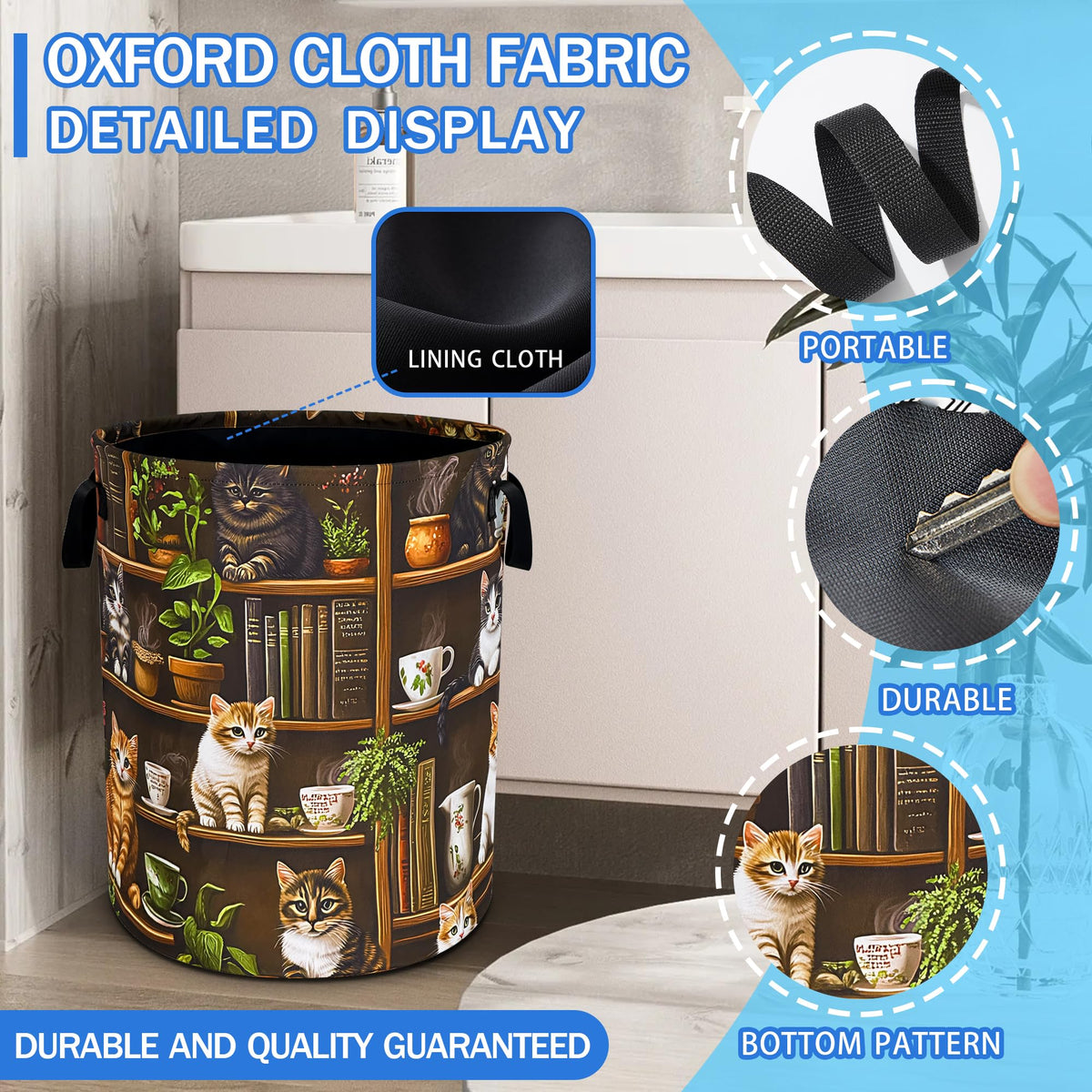RKYAFFERISMA Cat Laundry Basket folded for compact storage.