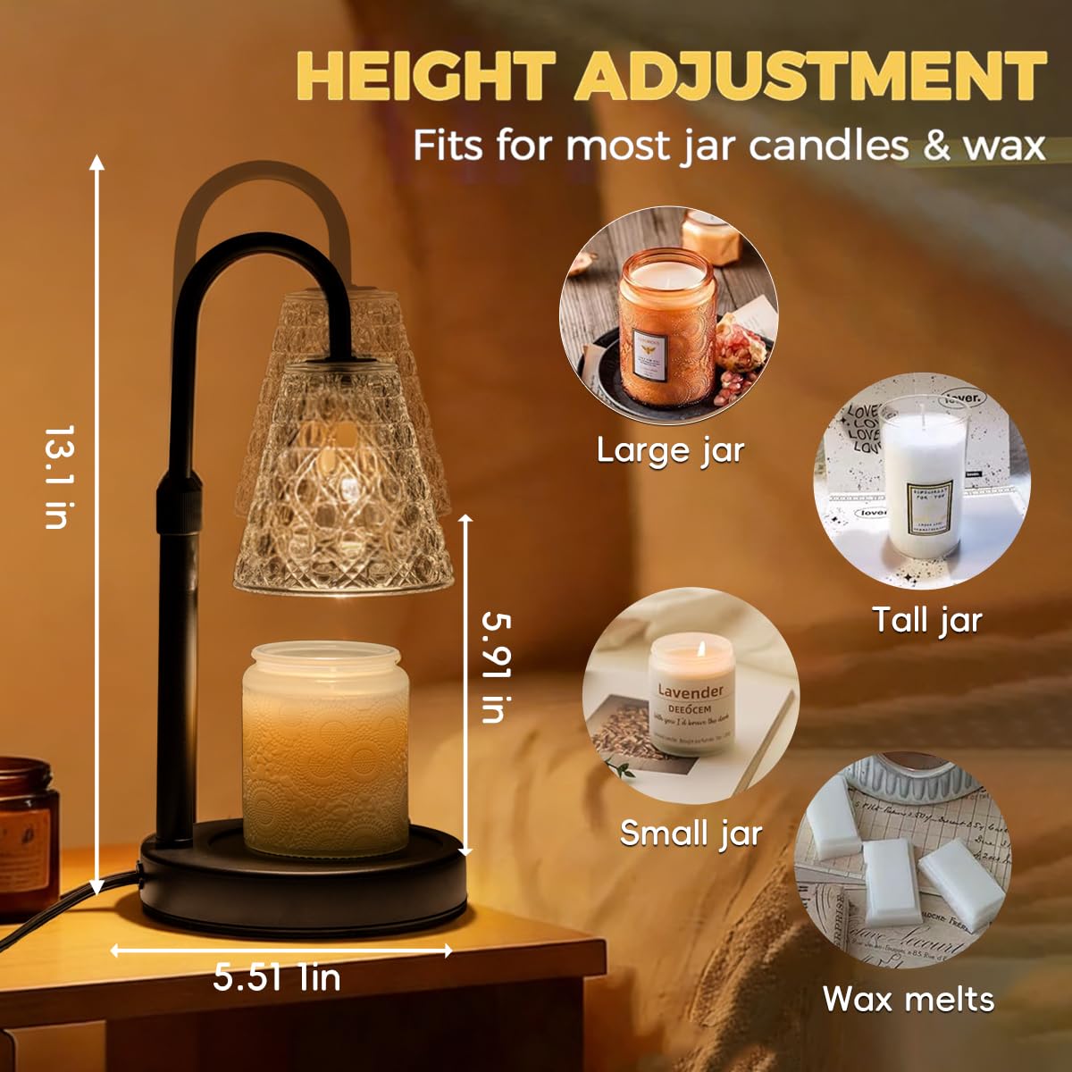 RMFSH candle warmer lamp dimmable knob enables tailored melting speeds.