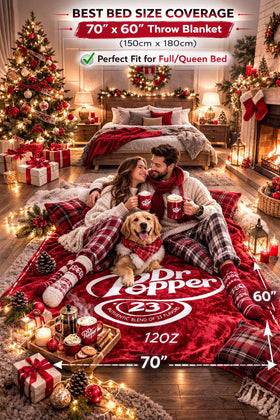 RMKA Dr Pepper blanket folded display showcases vibrant heritage colors.