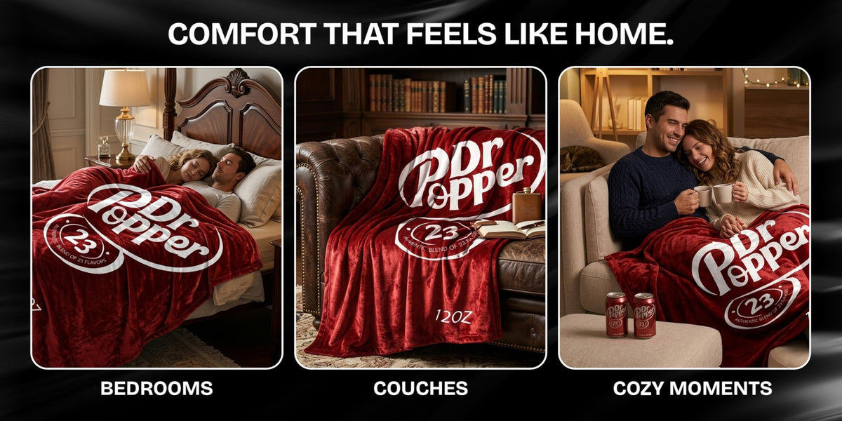 RMKA Dr Pepper blanket gift-ready packaging inspires a thoughtful present.