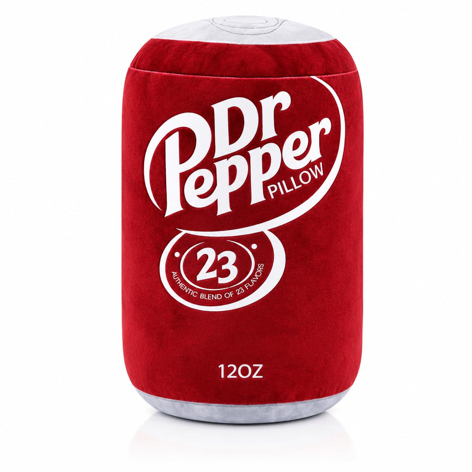 RMKA Dr Pepper pillow plush showcases a realistic soda can for cozy decor.