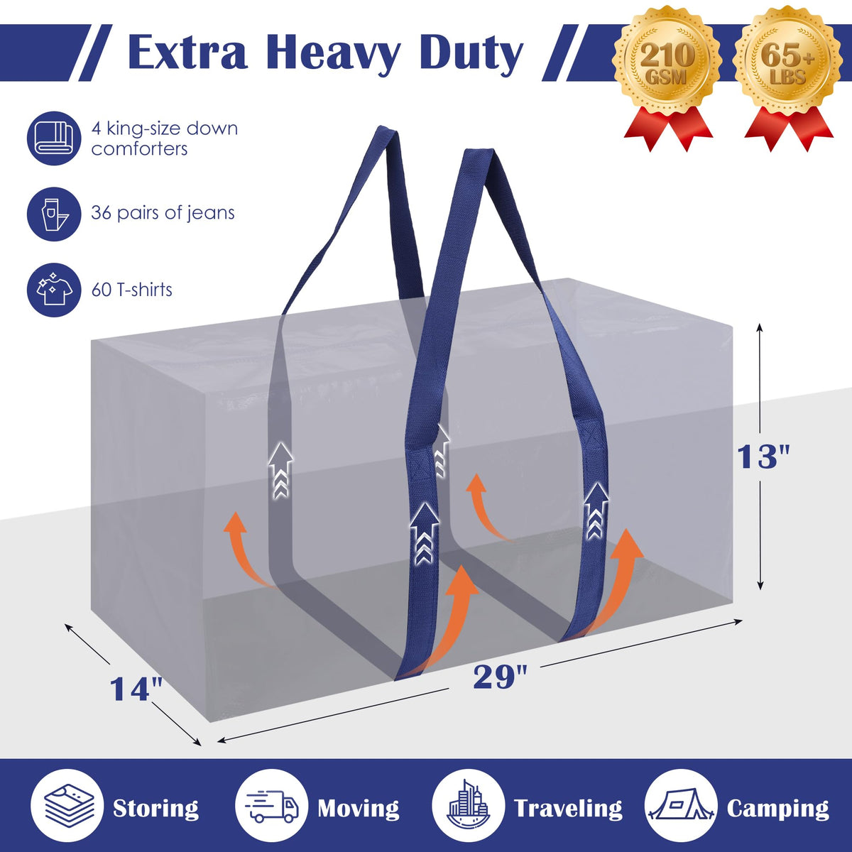 RMOHRO 93L capacity bag shown filled with bulky items