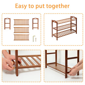 RMXANL 3-Tier Bamboo Shoe Rack durable bamboo construction resists cracking with carbonization