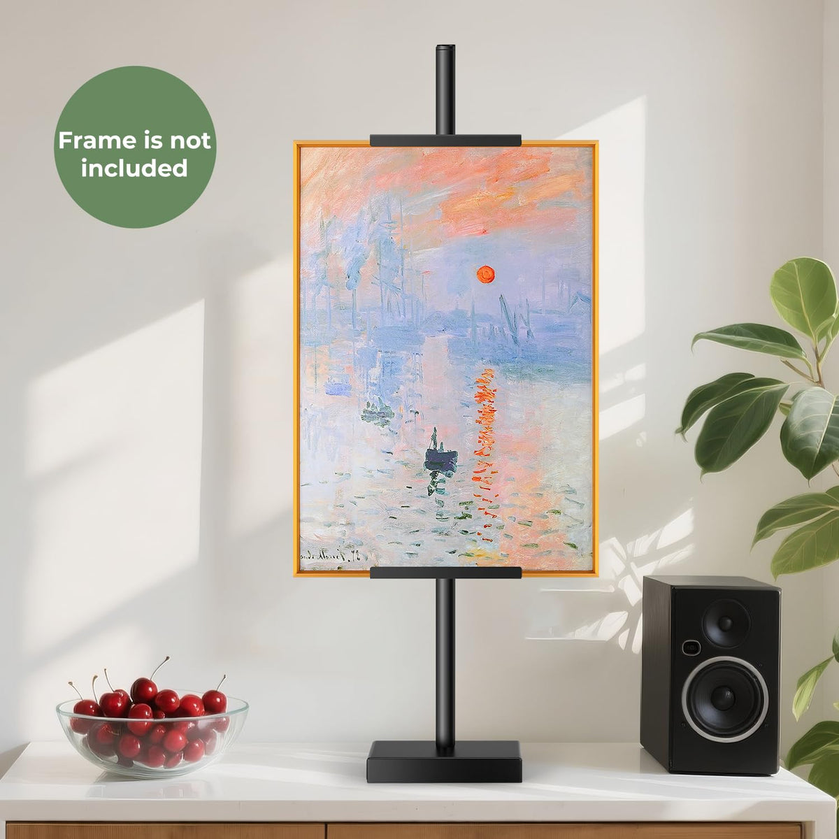 Rofio easel stand close-up highlights durable metal build and versatile display options.
