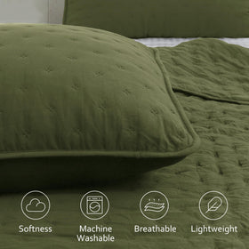 ROARINGWILD Olive Green Cloud Bedroom scene with cozy, breathable bedding
