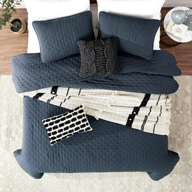 ROARINGWILD pillow sham, navy matching, completes twin set, easy-care.