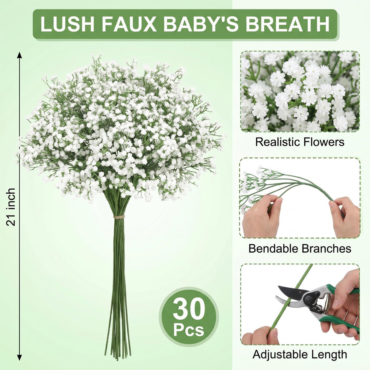 Roberly artificial babys breath real-touch blooms ideal for long-lasting home decor.