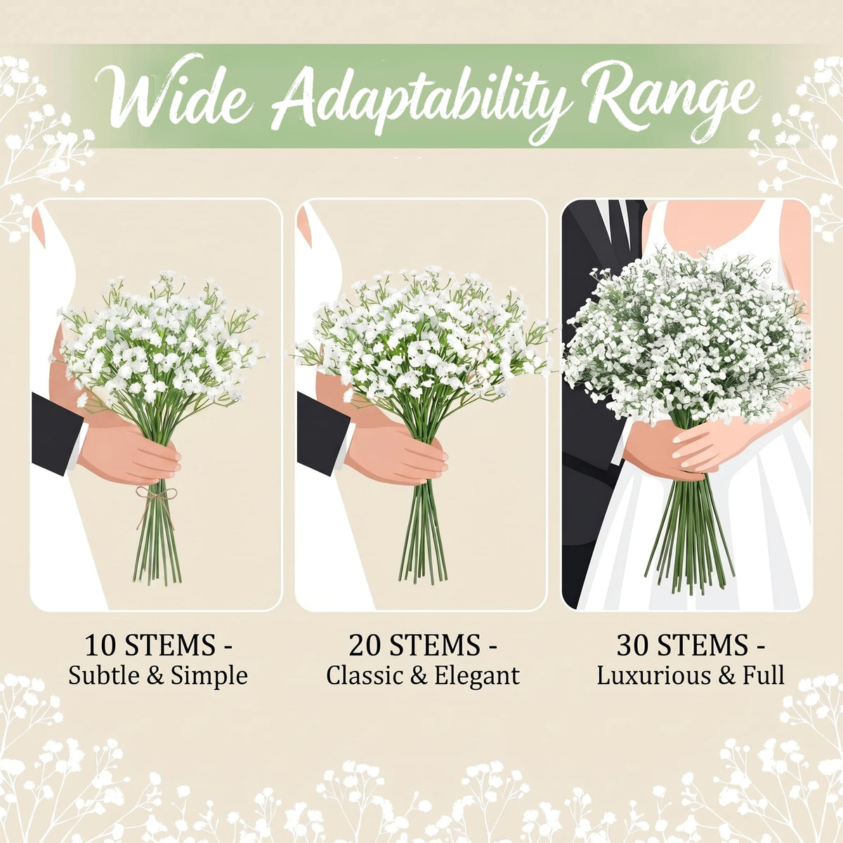Roberly 22 inch stems allow versatile arrangements in various spaces.