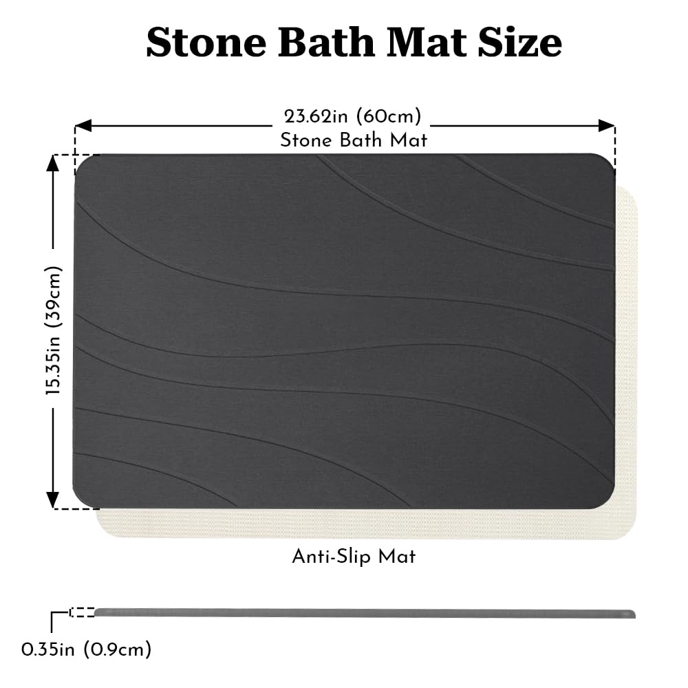 Robinuspc Stone Bath Mat quick-dry surface keeps floors dry
