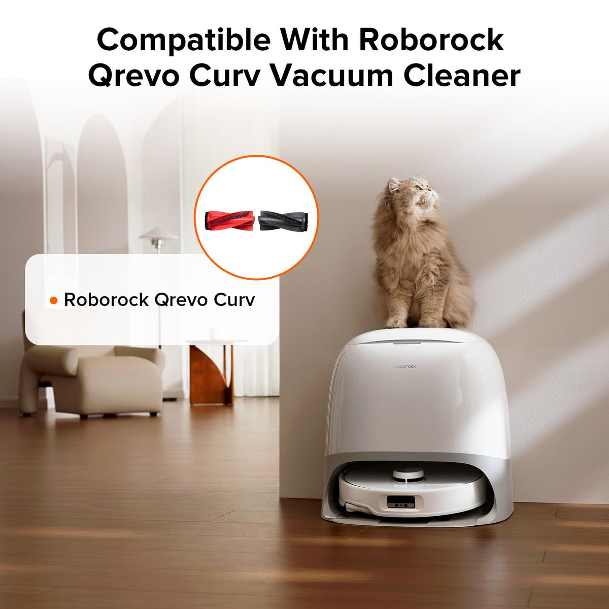 roborock duodivide main brush top view, dual-roller efficiency.