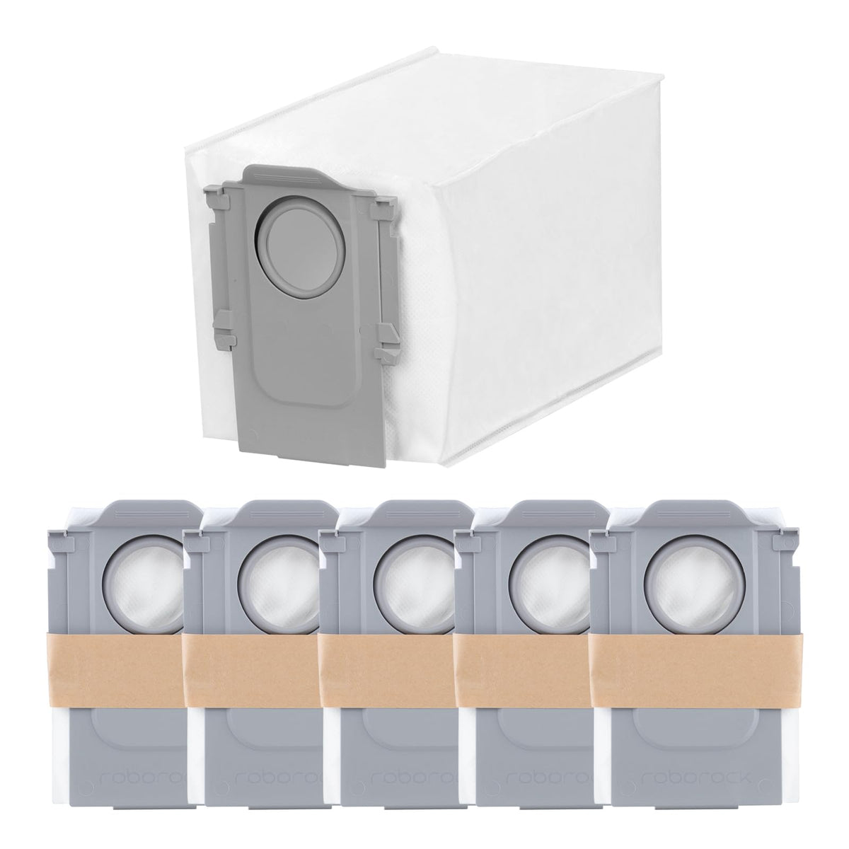 Roborock Qrevo Edge 2 dust bag six-pack for secure containment and easy changes.