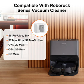 Roborock 2.5L capacity dust bags for extended cleaning sessions.