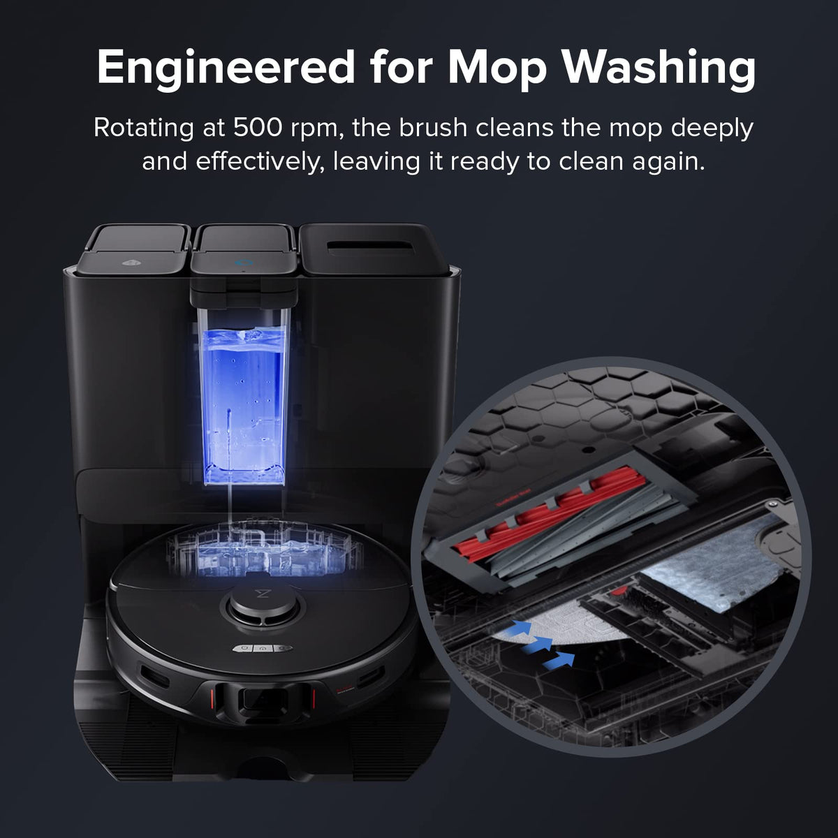 roborock high-speed cleaning brush detachable and washable for easy maintenance.