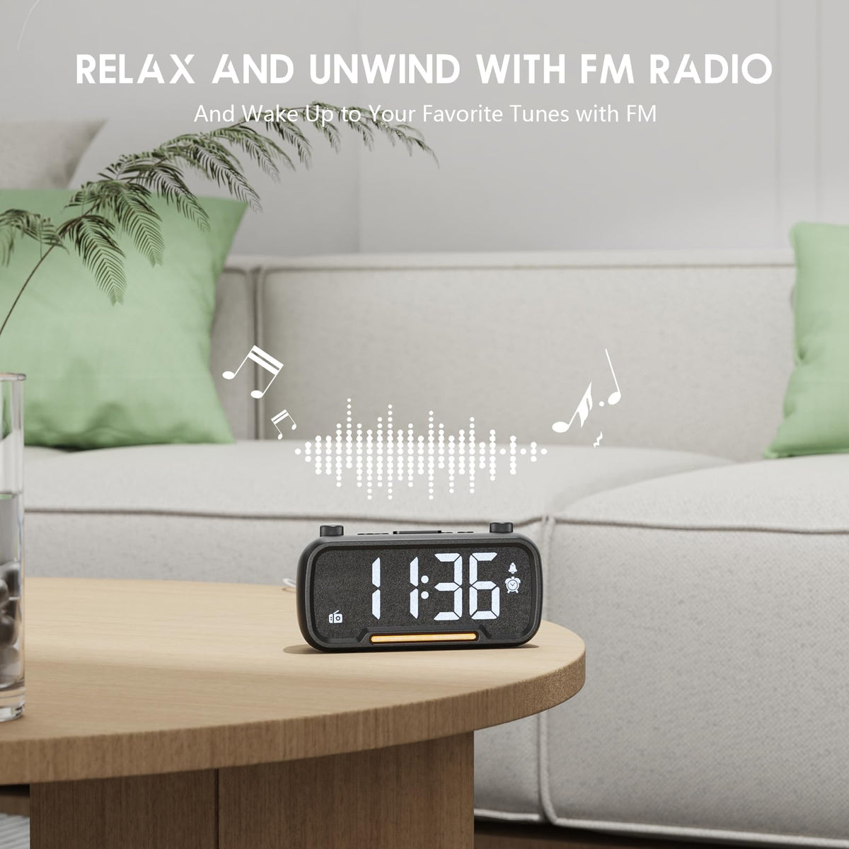 ROCAM alarm clock with sleep timer for effortless radio fading to sleep