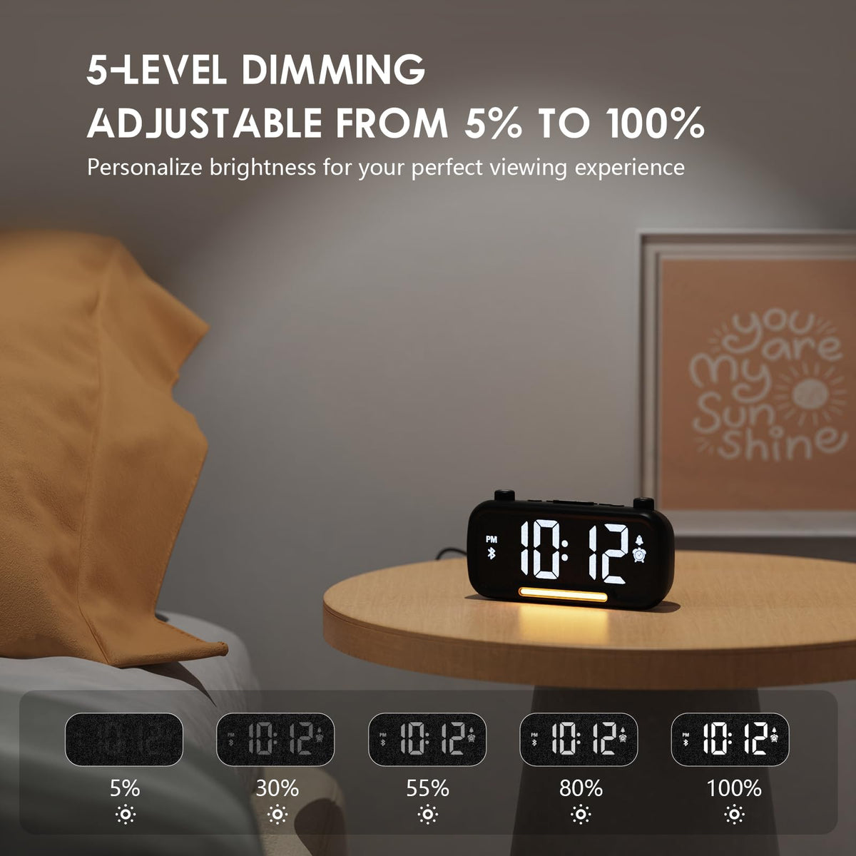 ROCAM alarm clock two rotary knobs for quick time and volume control