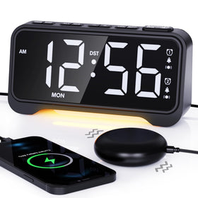 ROCAM loud alarm clock display with 7.5-inch screen, easy to read day and night