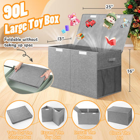 Rocamdo collapsible toy organizer chest demonstrating easy folding for compact storage.