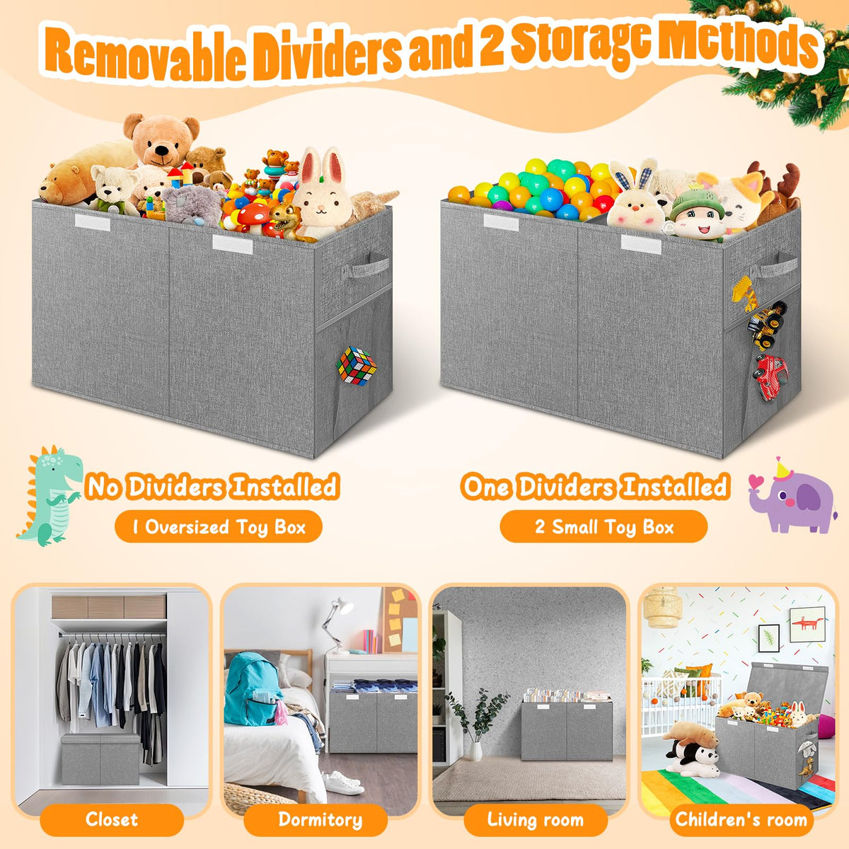 Rocamdo gray storage box blends with nursery and playroom decor.
