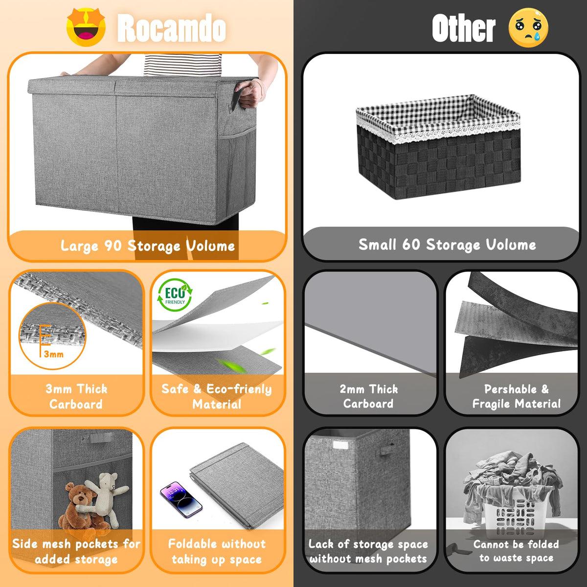 Rocamdo kids storage bin provides generous space for growing collections.
