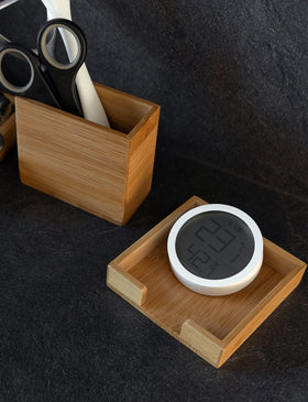 ROCDEER bamboo vanity tray space saving design for compact vanities.