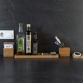 ROCDEER bamboo vanity tray three divided for organized compartments.