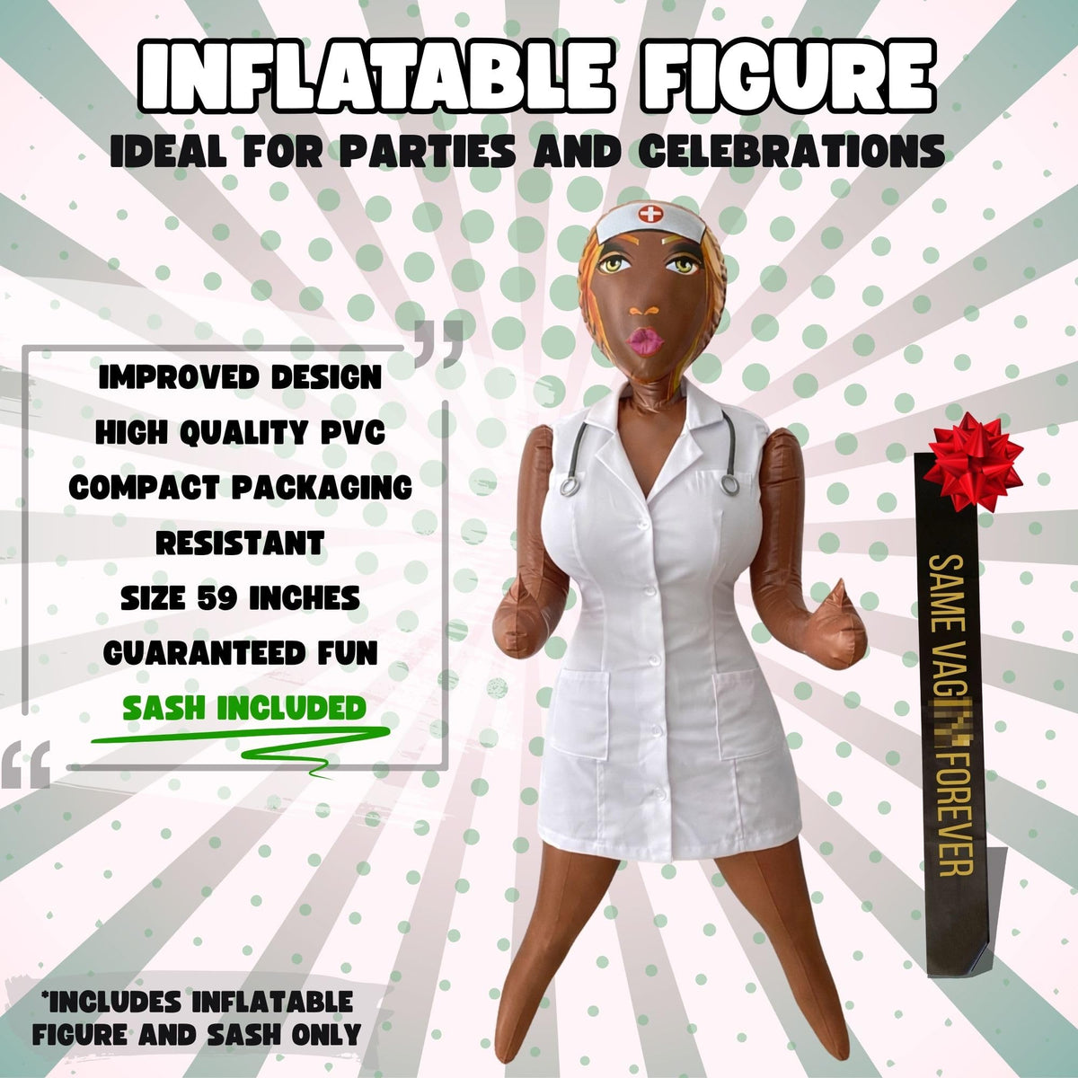 Eye-catching 59-inch party prop ready to inflate for photo opportunities.