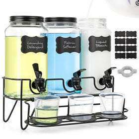 Roetell 3-set glass detergent dispensers with stand for organized laundry room