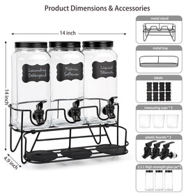 Roetell glass laundry dispenser with cups and lid showcasing premium storage