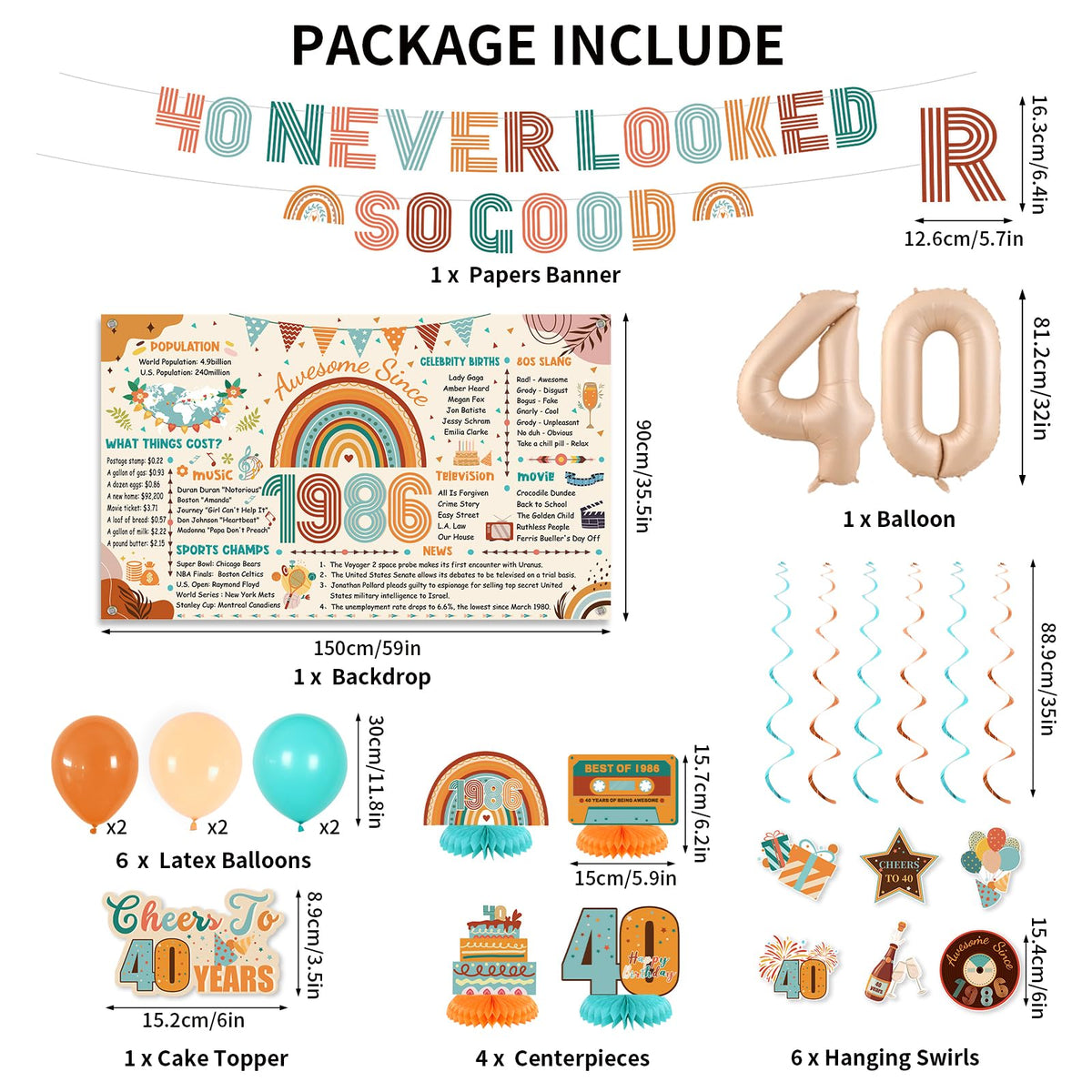 Roetyce 40NeverLookedSoGood banner enhances party decor and photo opportunities
