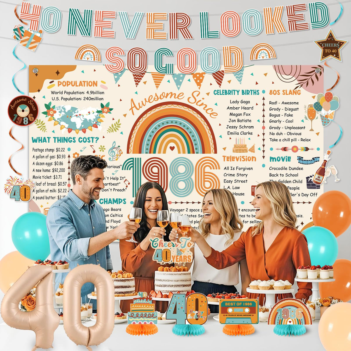 Roetyce number 40 balloons provide bold milestone accents