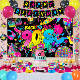 Roetyce 90s party decoration kit offers a complete, easy-to-assemble decor solution