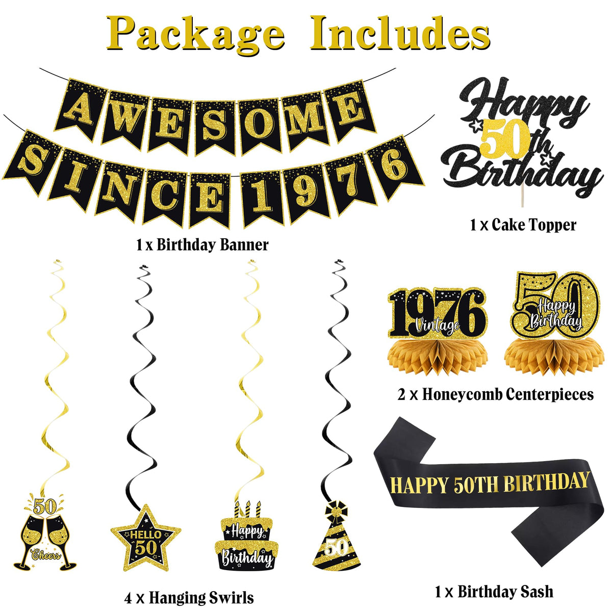 Roetyce Awesome Since 1976 banner with bold black and gold text