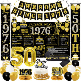 Roetyce Back in 1976 poster backdrop for a standout 50th birthday photoshoot