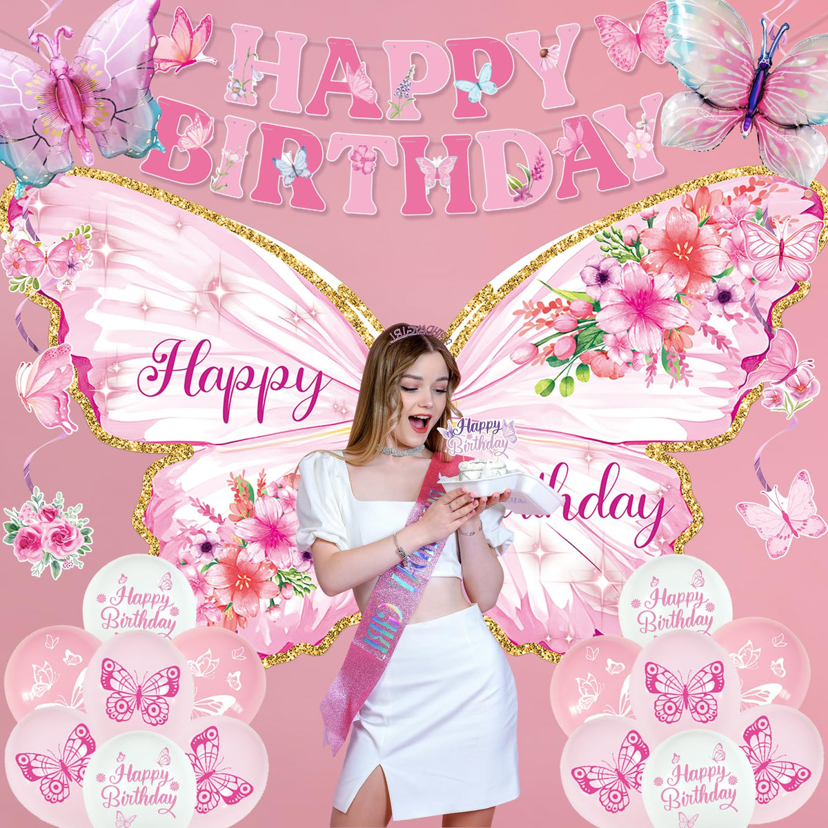 Roetyce birthday decor set for butterfly theme party