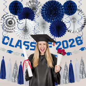 Roetyce blue paper fans bring color and texture to celebrations.