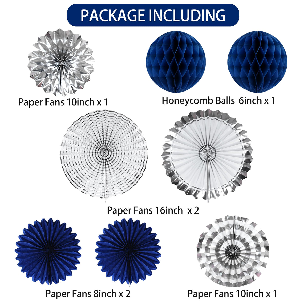 Roetyce blue-silver decor kit sets a celebratory mood for the party.