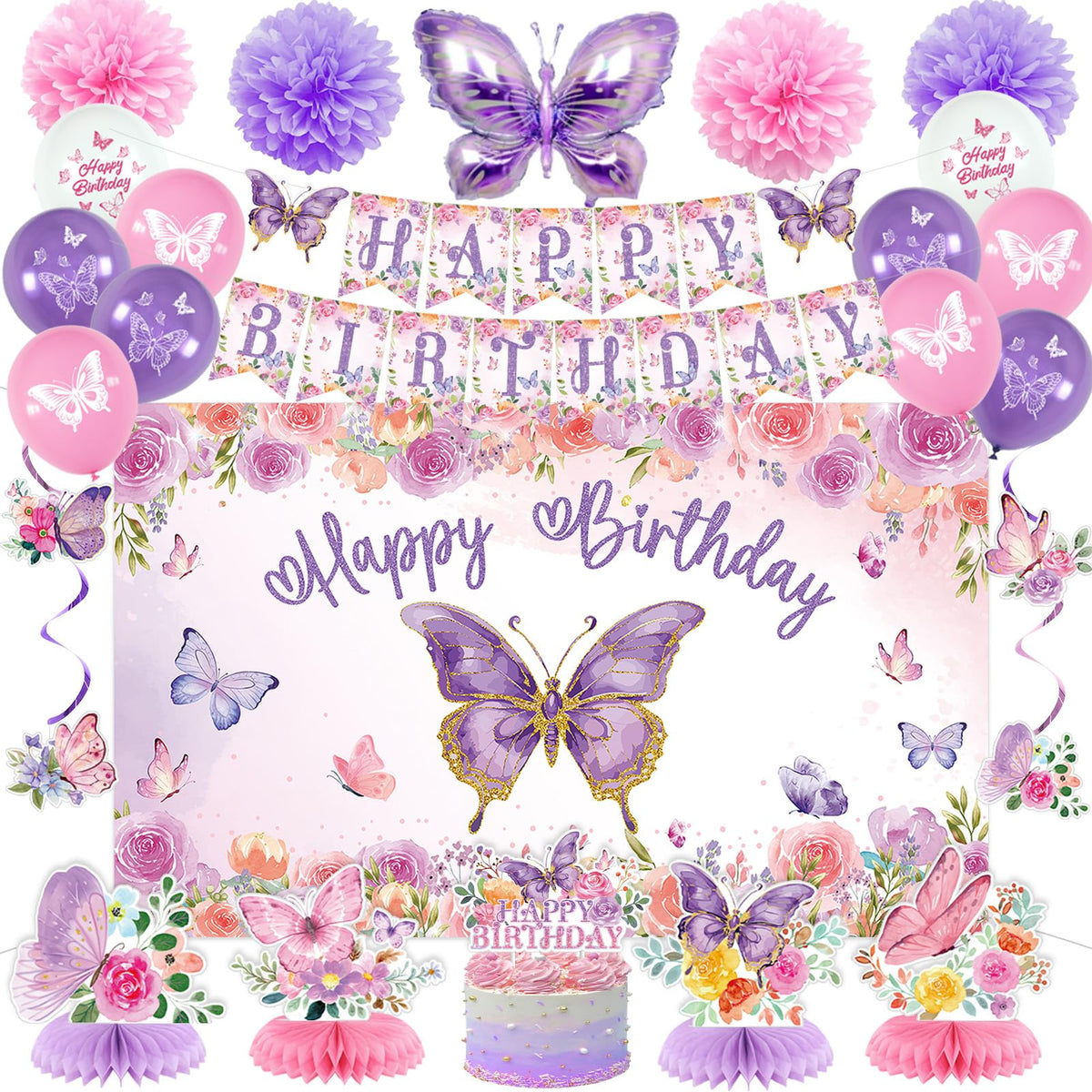 Roetyce butterfly birthday backdrop creates vibrant, photo-ready moments