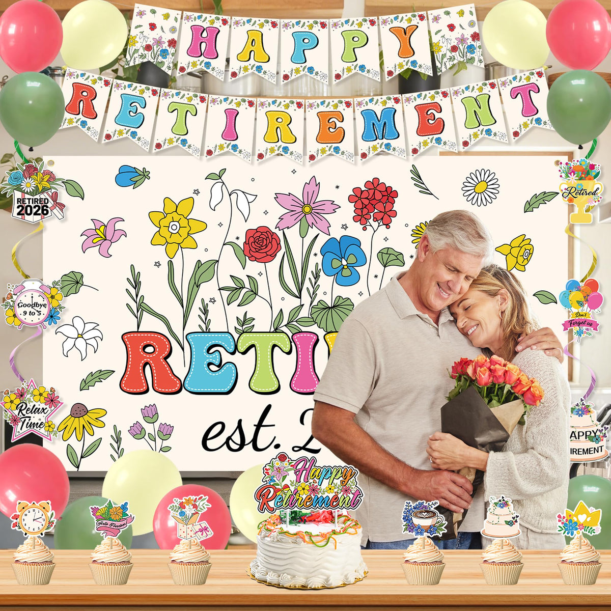 Roetyce flower-themed decor set unifies the party theme