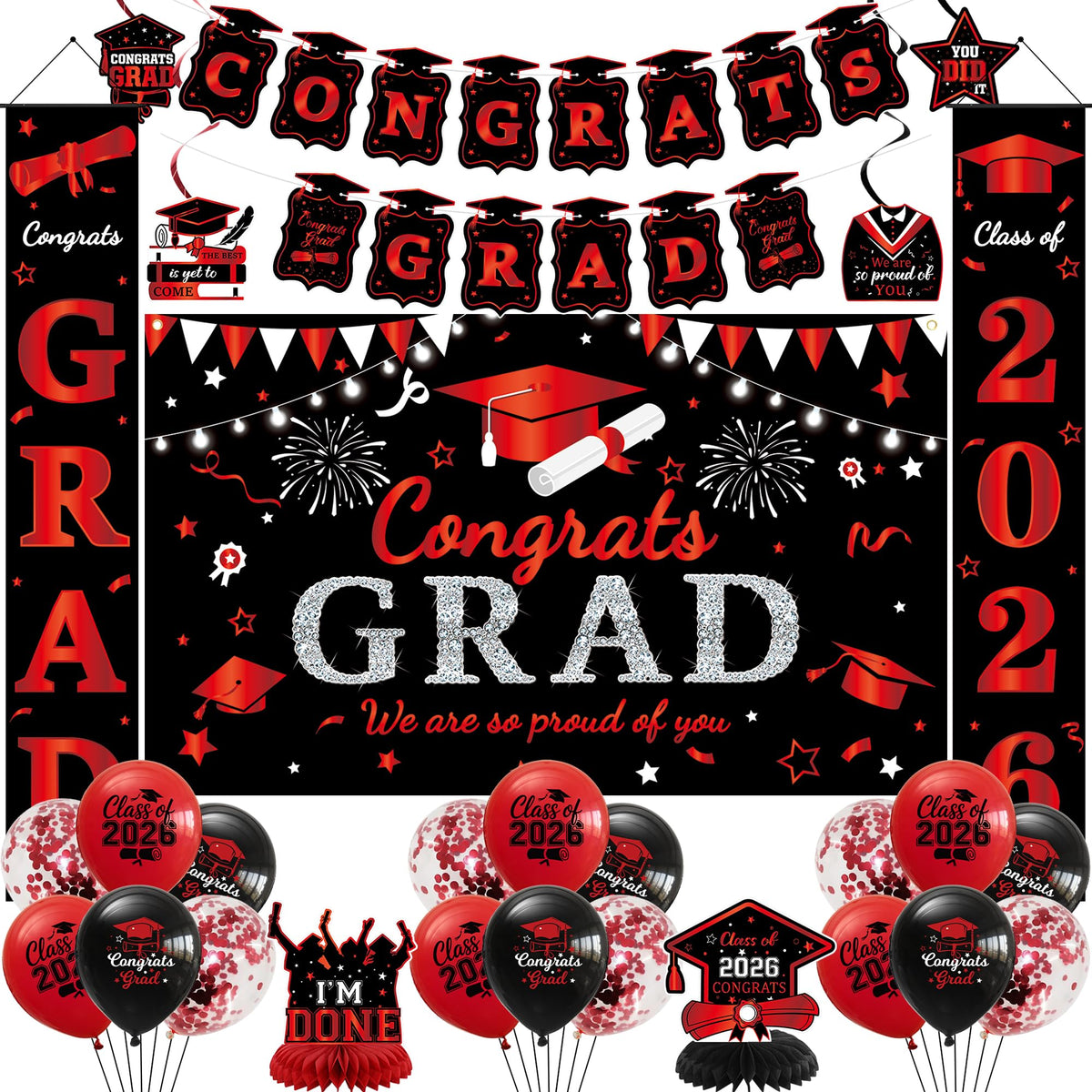 Roetyce graduation backdrop in black and red for memorable photo shoots