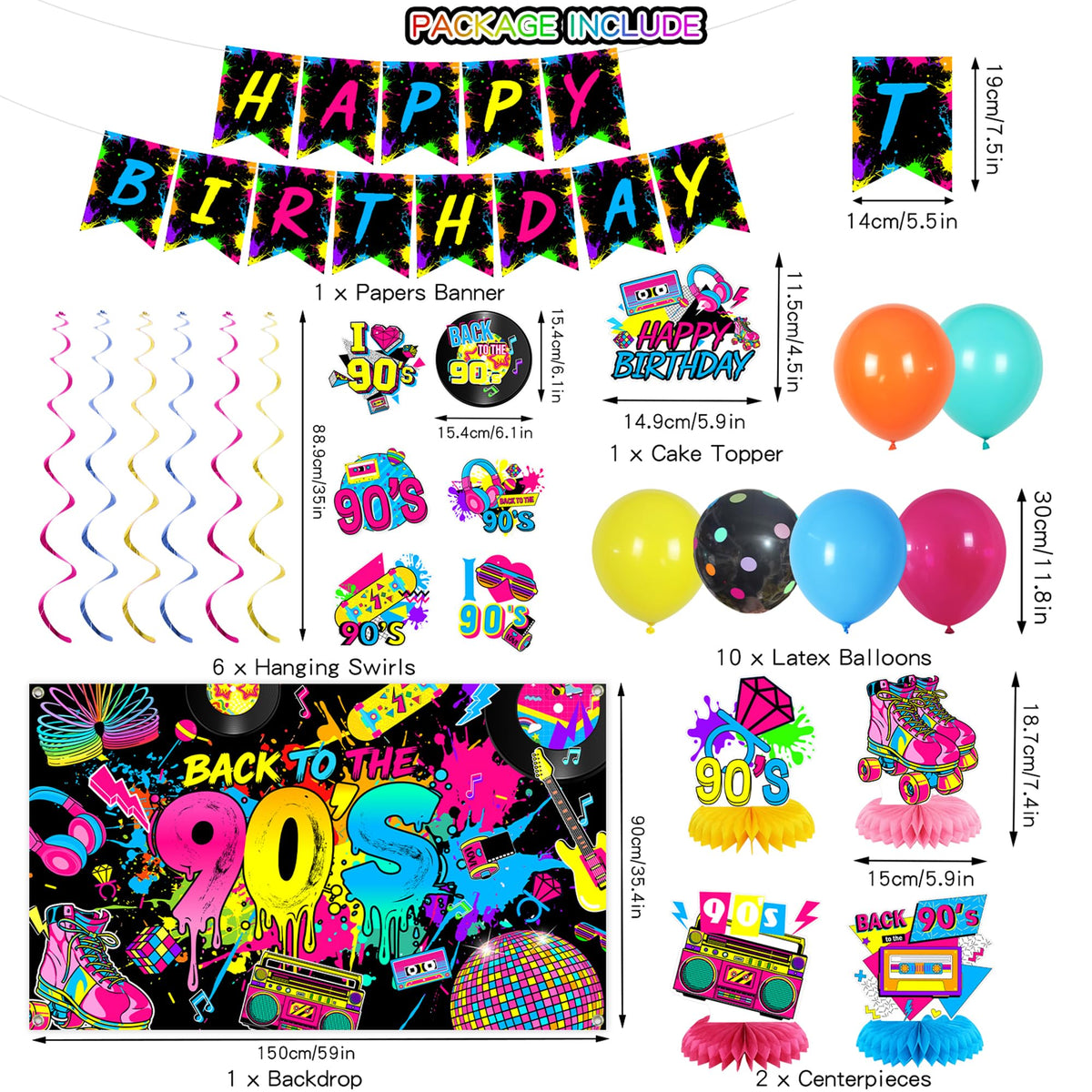 Roetyce graffiti Happy Birthday banner adds bold retro style to the 90s celebration