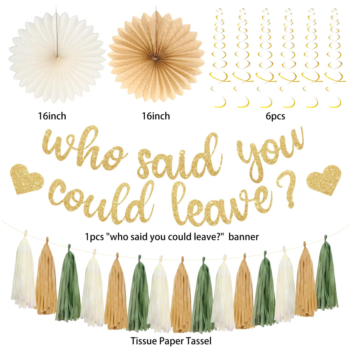 Roetyce green-gold hanging swirls enhance ceiling decor and photos