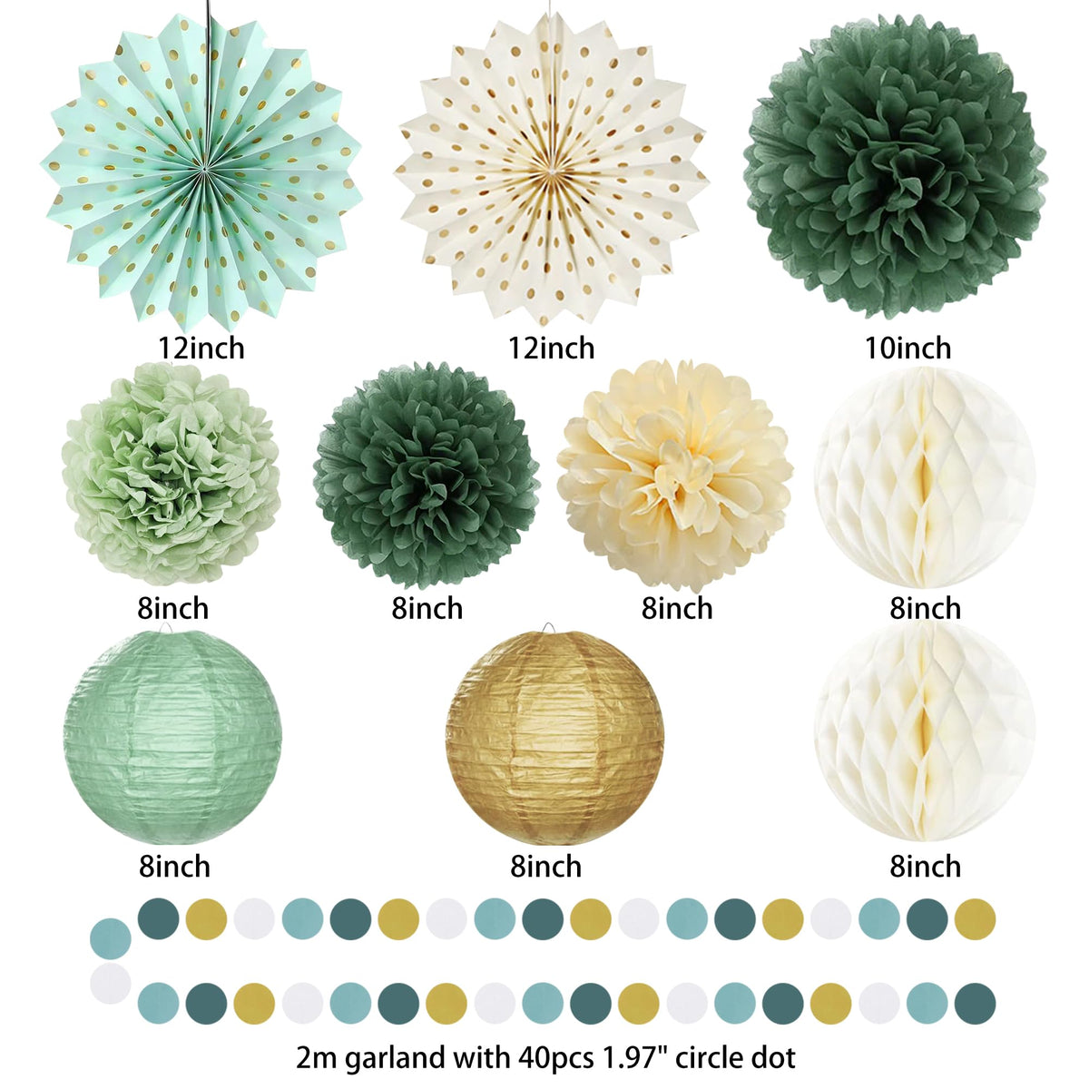 Roetyce green-gold paper lanterns illuminate the space with warm accents