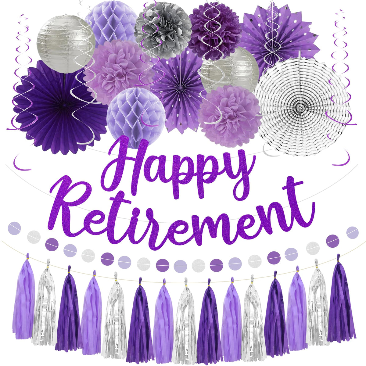Roetyce purple 'Happy Retirement' banner for vibrant office party photos