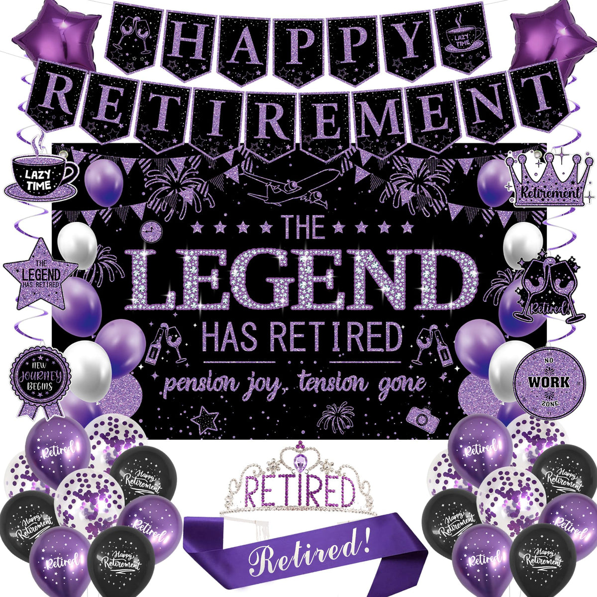 Roetyce Happy Retirement banner for a stylish photo backdrop at a coworker send-off