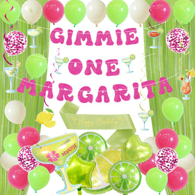 Roetyce Margarita banner Gimme One Margarita brightens your party backdrop for photos.