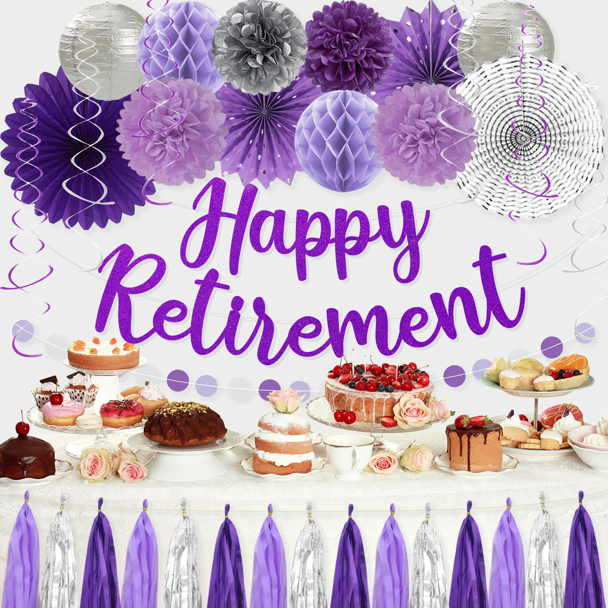 Roetyce purple pompoms bring playful volume to party décor