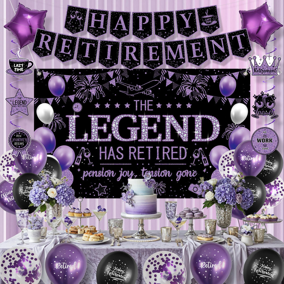 Roetyce Purple Retirement Sash adds a celebratory touch to the party attire