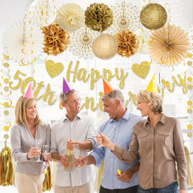 Roetyce rounded banner adds a polished centerpiece for milestone celebrations.